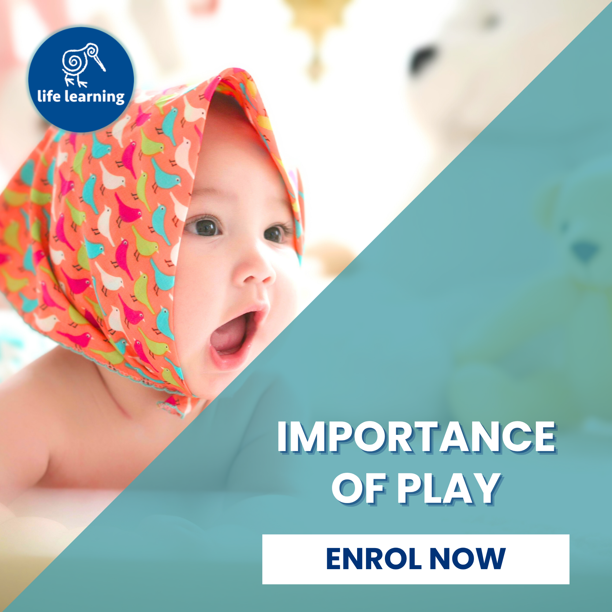 Baby engaged in playful activity, illustrating the importance of play in early brain development and learning