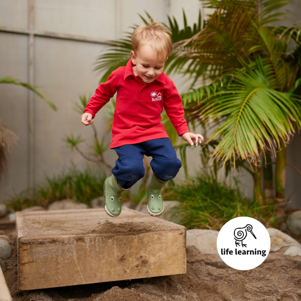 Children using balance and movement in sensory play
